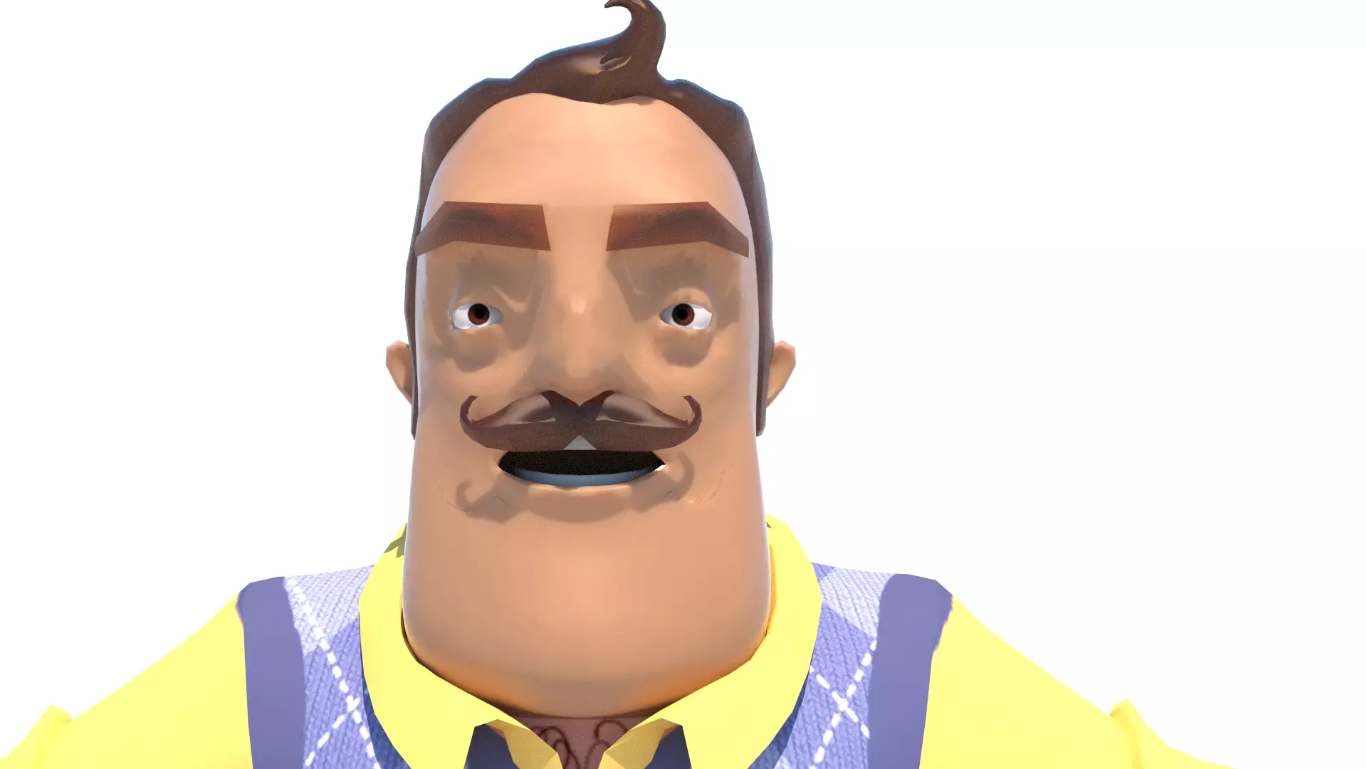 Piterson cartoon man wearing vest and pants Low-poly 3D model_0