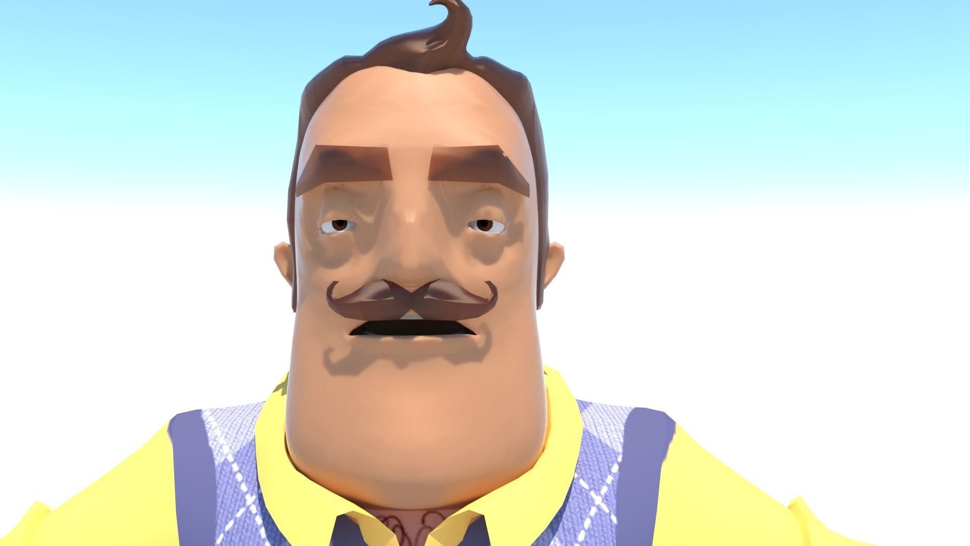 Piterson cartoon man wearing vest and pants Low-poly 3D model_8