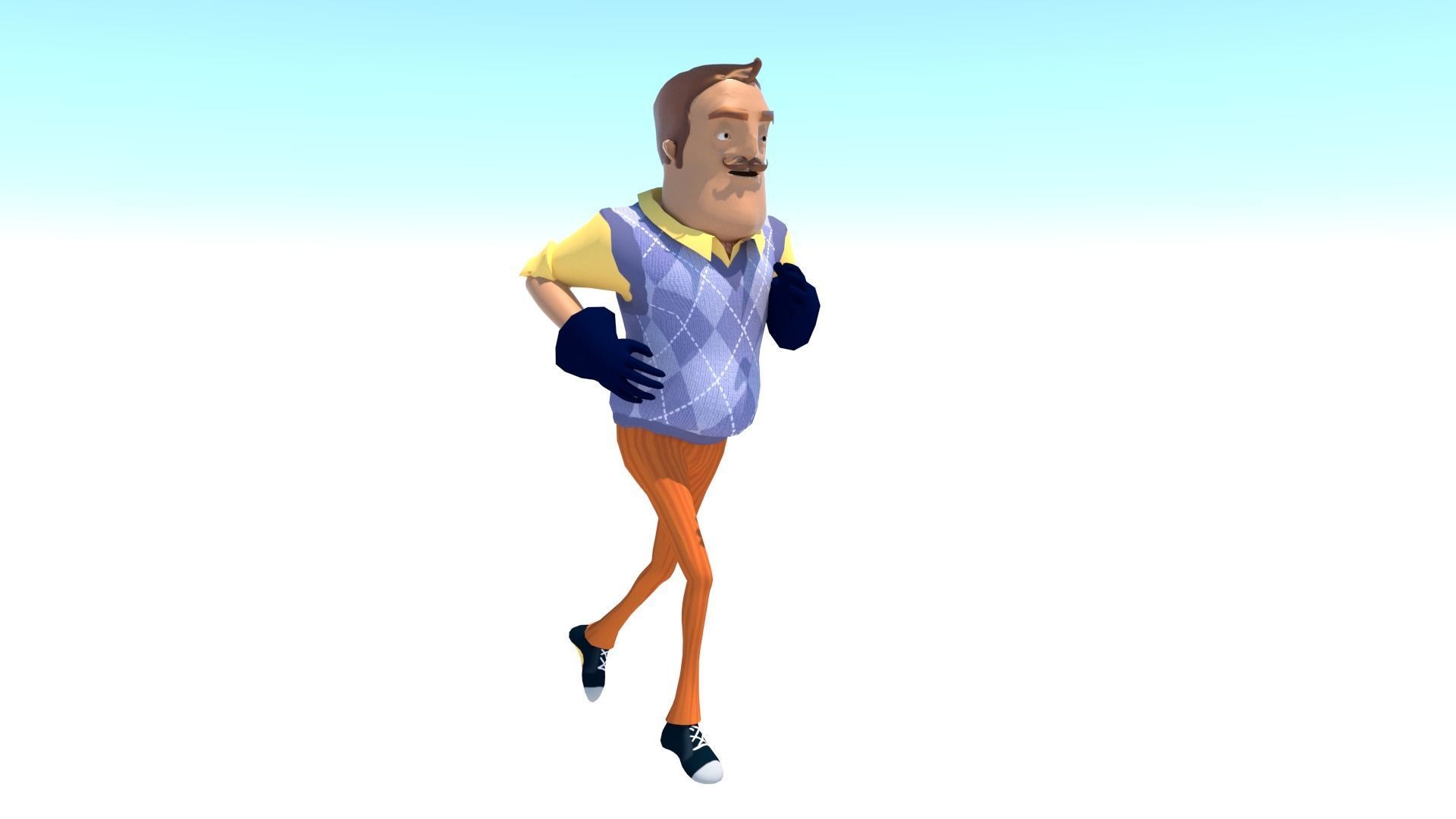 Piterson cartoon man wearing vest and pants Low-poly 3D model_13