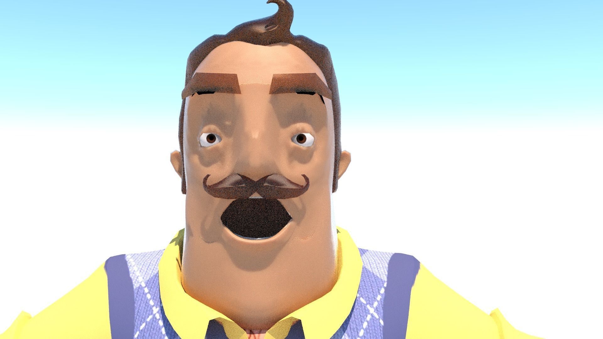 Piterson cartoon man wearing vest and pants Low-poly 3D model_9