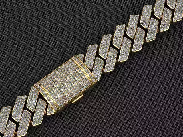 25 MM CUBAN LINK CHAIN 3 ROWS DIAMOND BRACELET OR NECKLACE