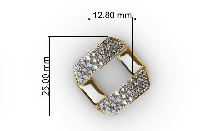 25 MM CUBAN LINK CHAIN 3 ROWS DIAMOND BRACELET OR NECKLACE 3D print model_15