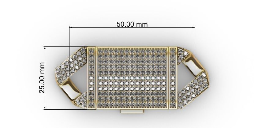 25 MM CUBAN LINK CHAIN 3 ROWS DIAMOND BRACELET OR NECKLACE 3D print model_14