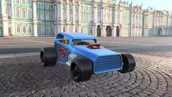 Multi - Piece Custom Hot Road Car  3D print model