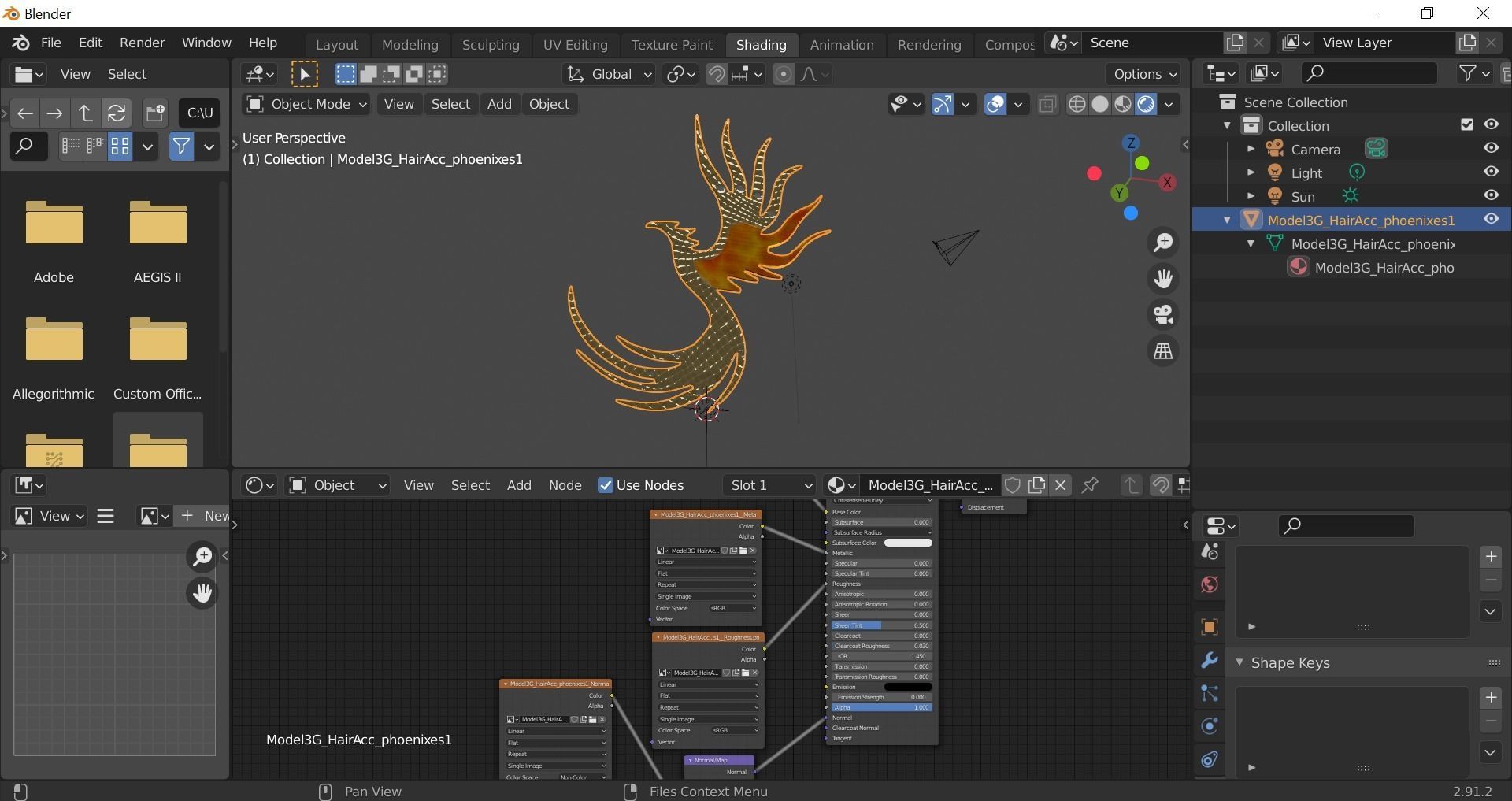 DTS-Model3G-HairAcc-phoenixes1 sword Low-poly 3D model_5