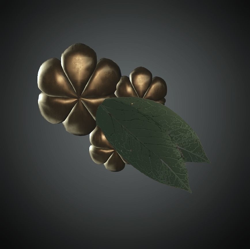 DTS-Model3G-HairAcc-E flower brooch Low-poly 3D model_2