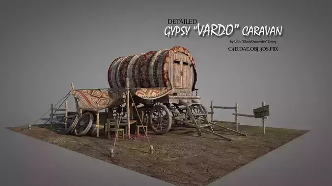 Gypsy Vardo Caravan 3D model