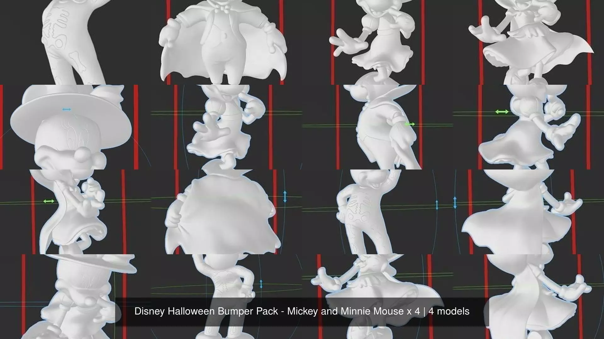 Disney Collection  Halloween  Mickey and Minnie Mouse x 4 _0