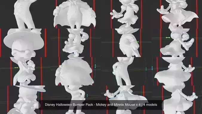 Disney Collection  Halloween  Mickey and Minnie Mouse x 4 