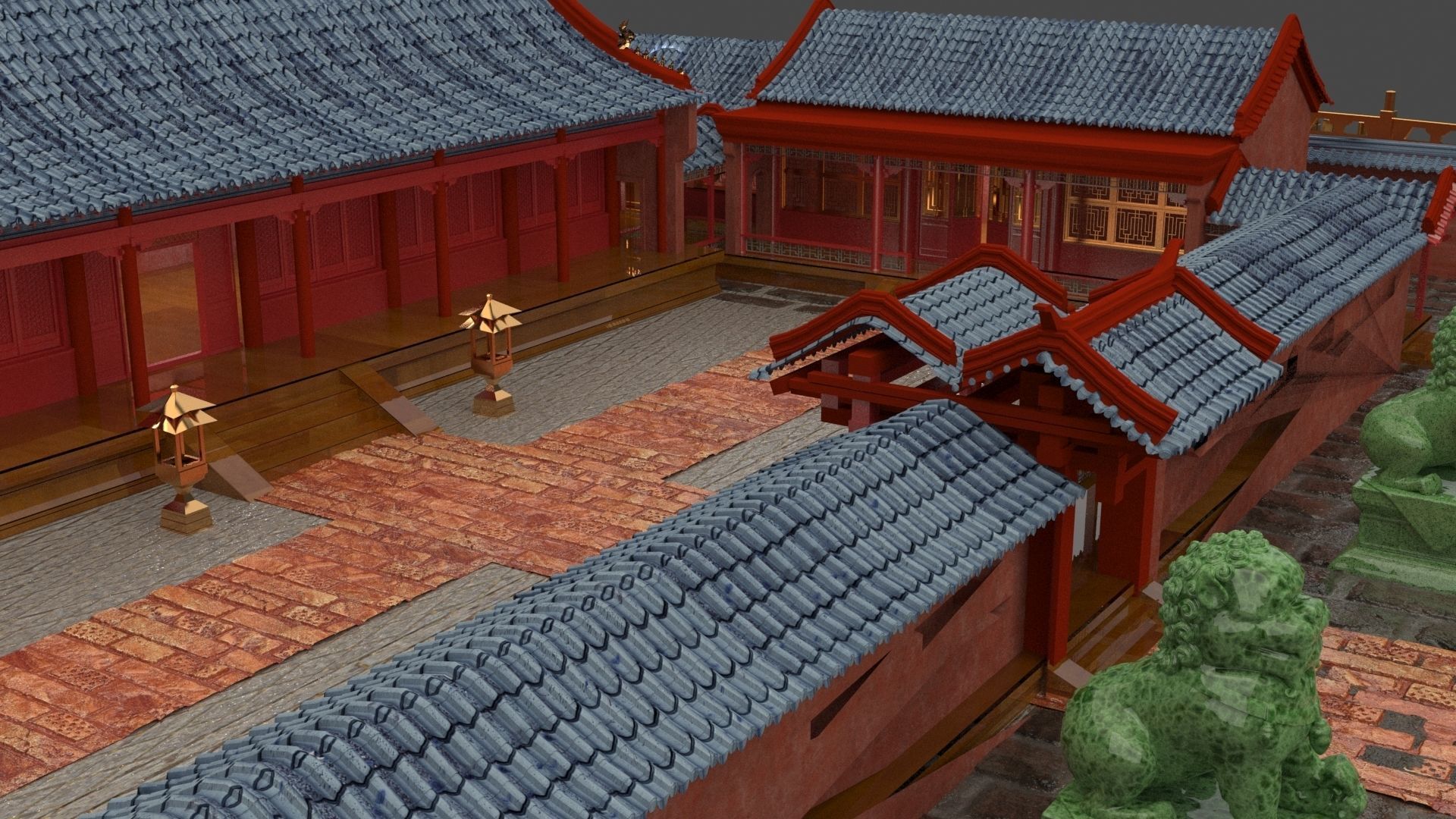 Chinese courtyard house 3D model_4