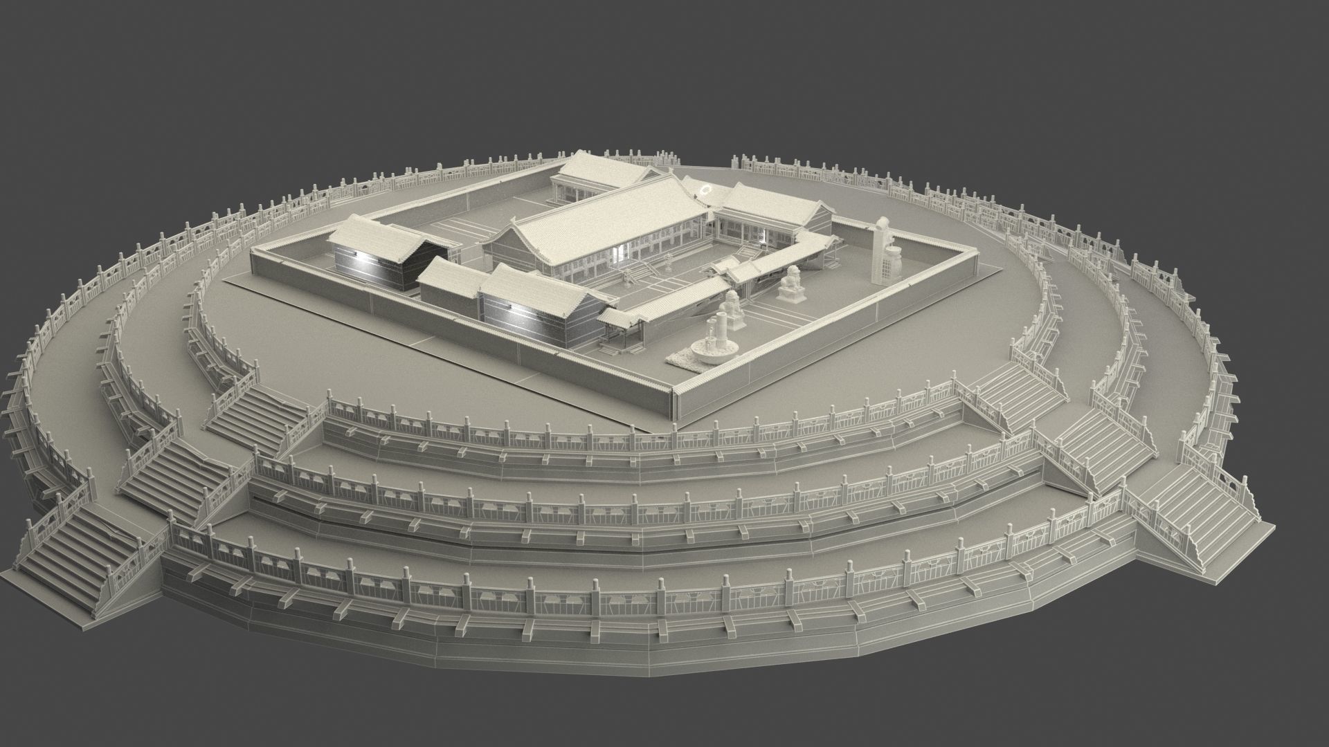 Chinese courtyard house 3D model_5