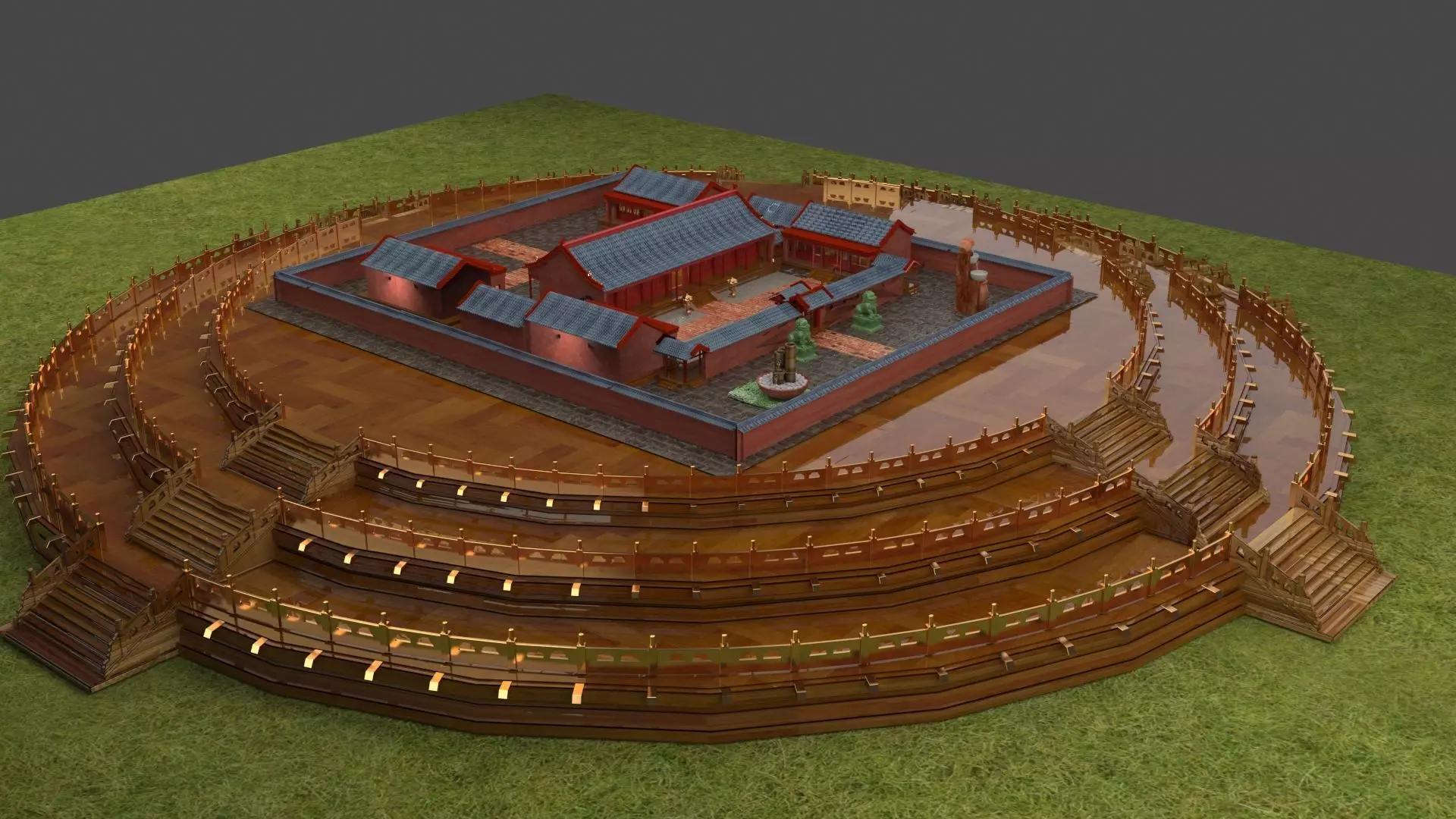 Chinese courtyard house 3D model_0