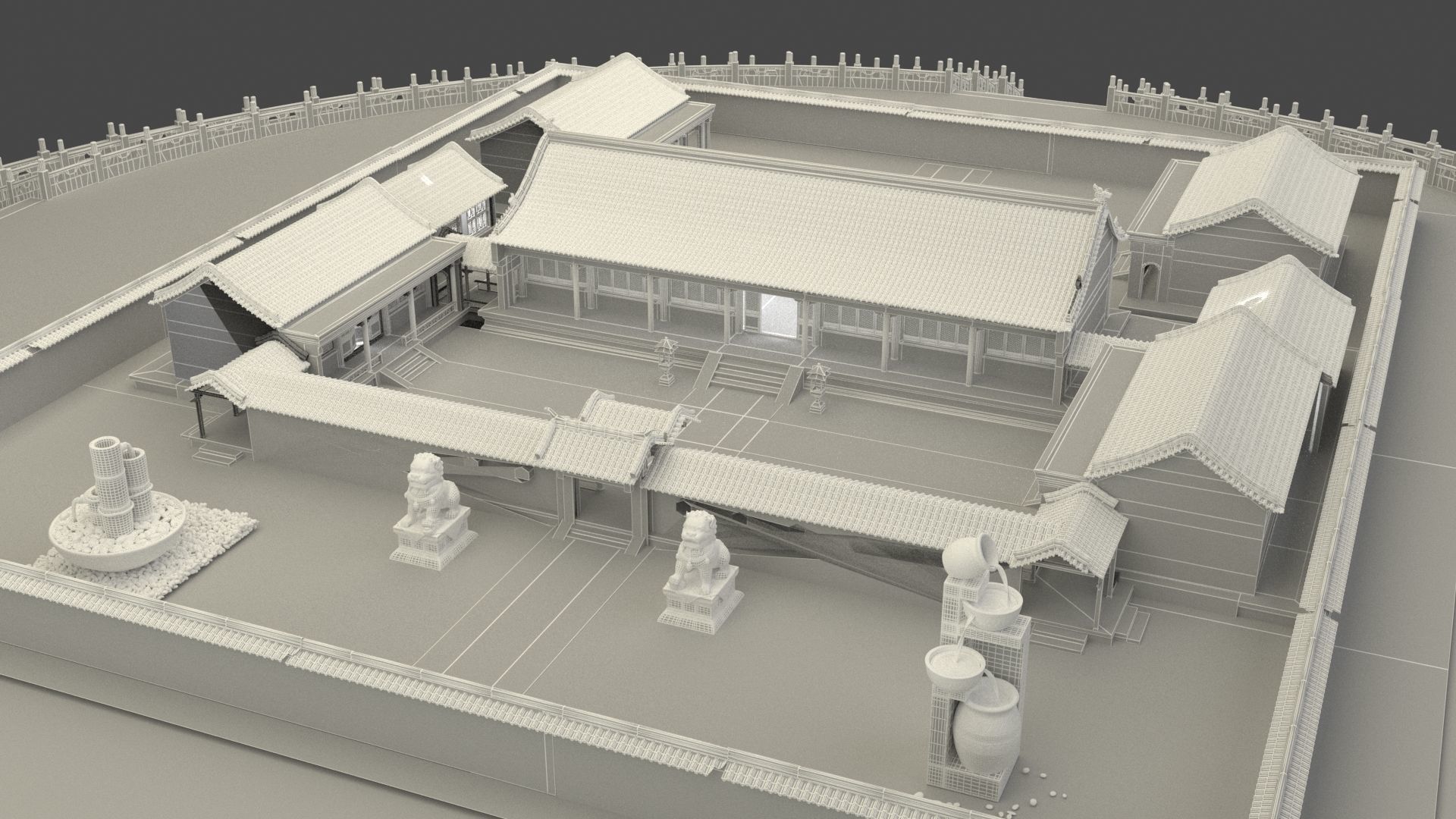 Chinese courtyard house 3D model_6