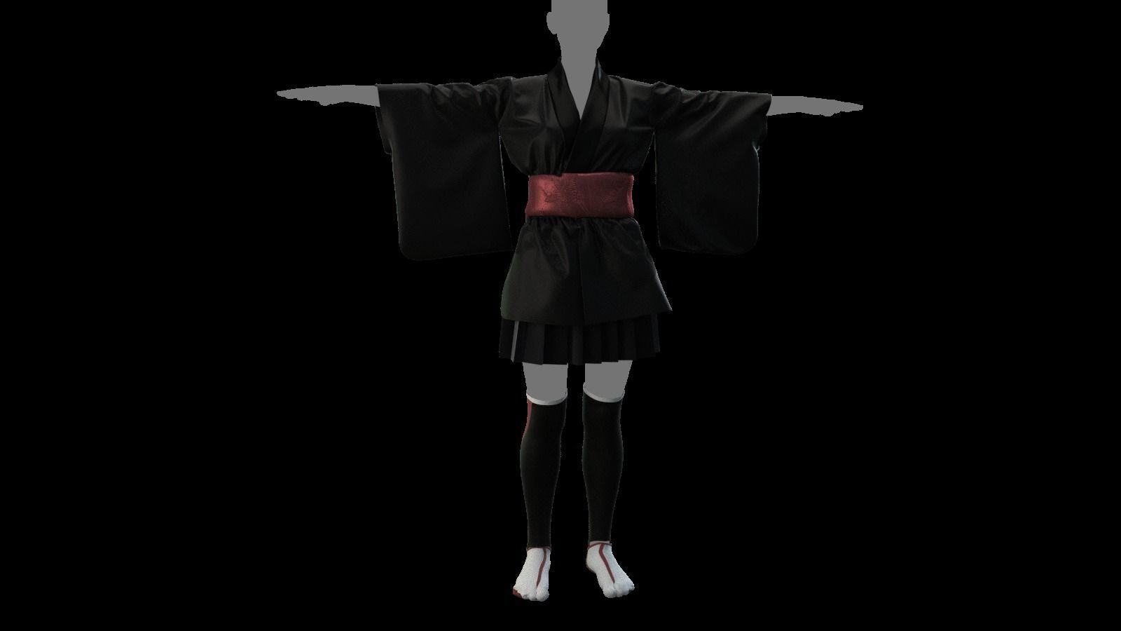 Kimono set 3D model_8
