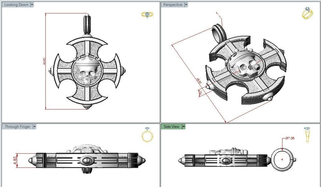 Cross skull pendant 3D print model_2