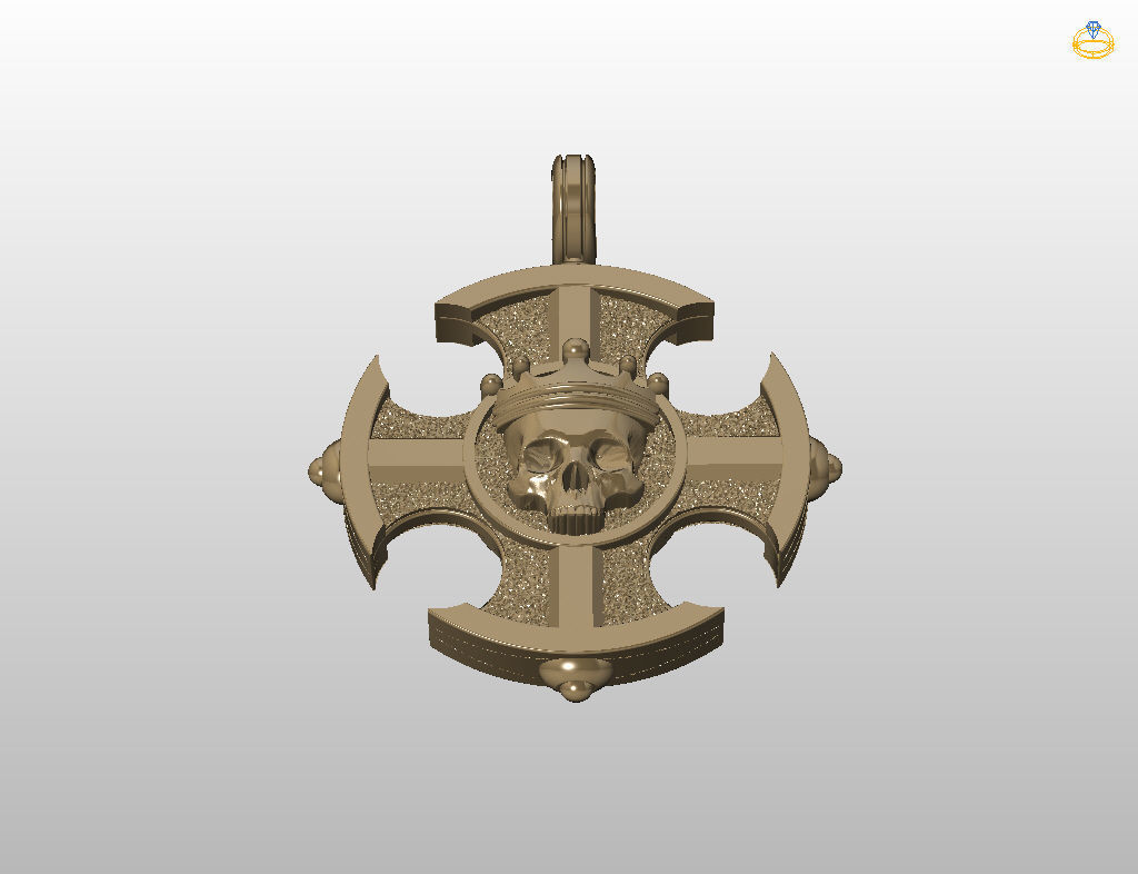 Cross skull pendant 3D print model_15