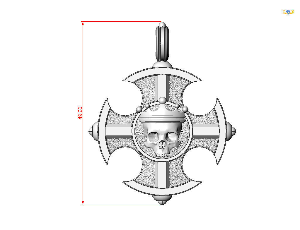Cross skull pendant 3D print model_1