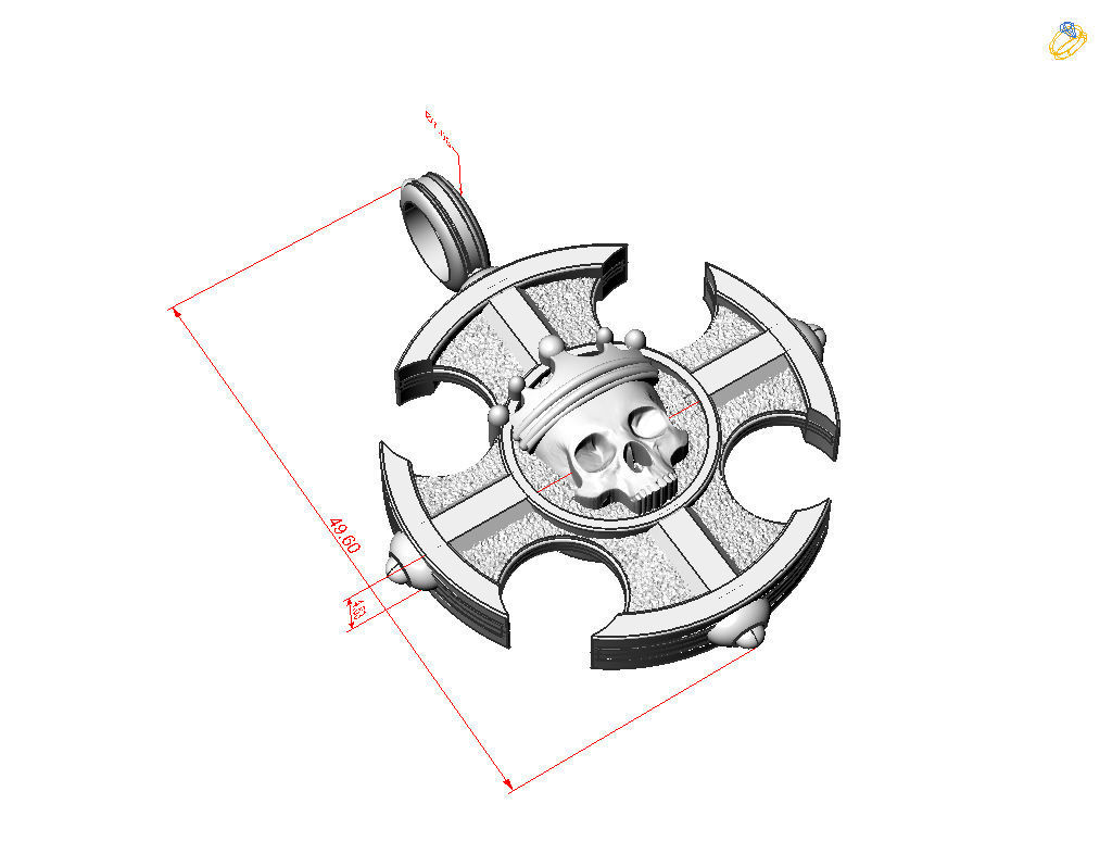 Cross skull pendant 3D print model_24