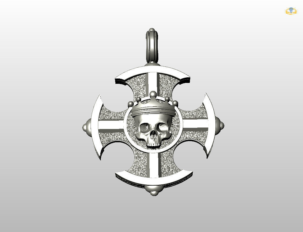 Cross skull pendant 3D print model_16