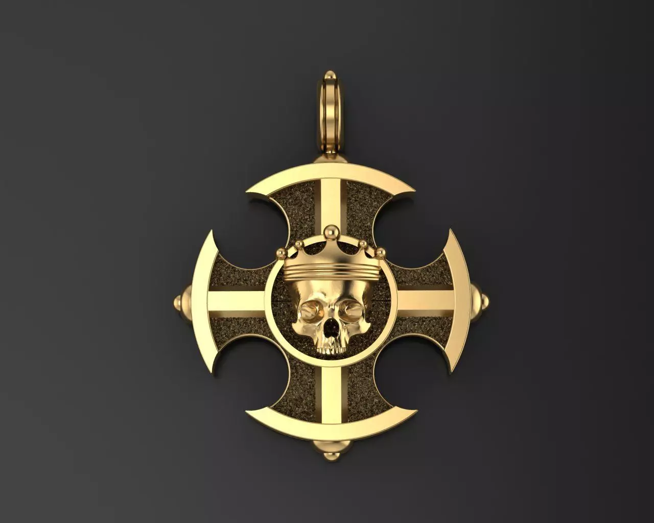 Cross skull pendant 3D print model_0