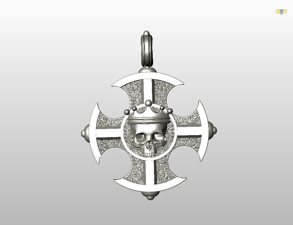 Cross skull pendant 3D print model_20