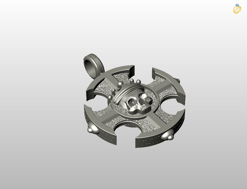 Cross skull pendant 3D print model_4