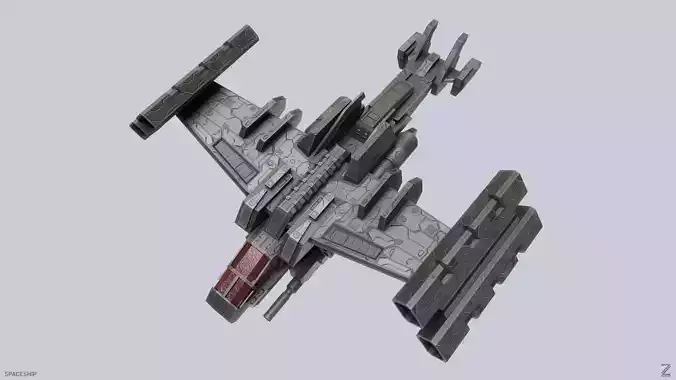 Spaceship Low-poly 3D model