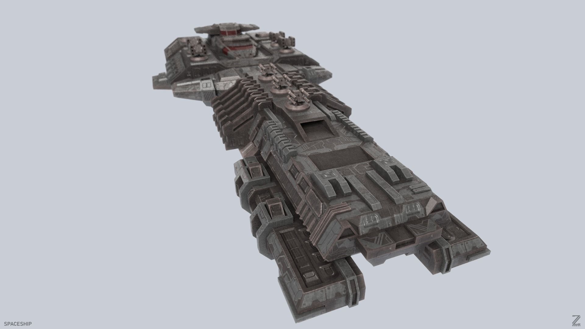 Spaceship Low-poly 3D model_7