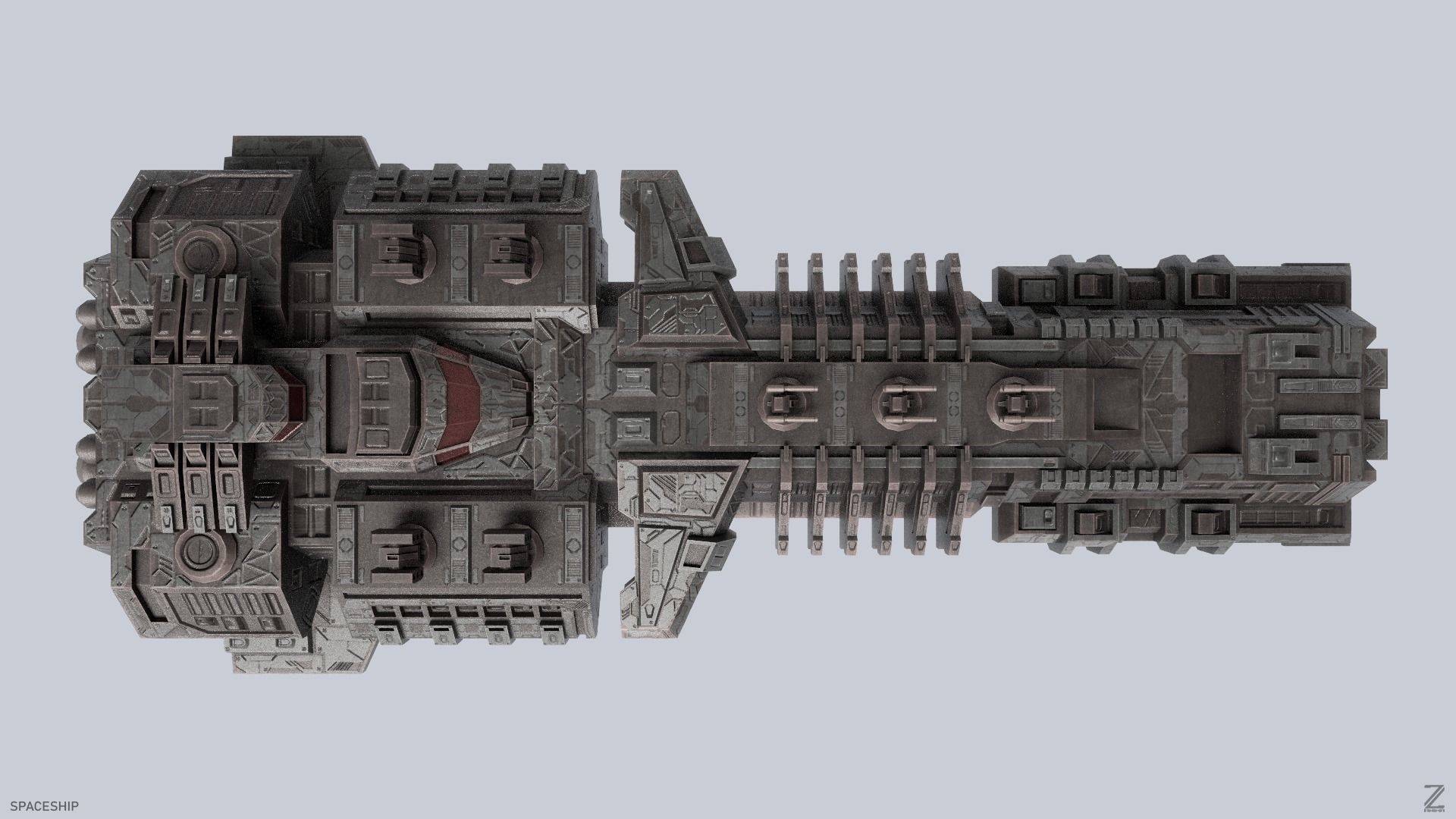 Spaceship Low-poly 3D model_6