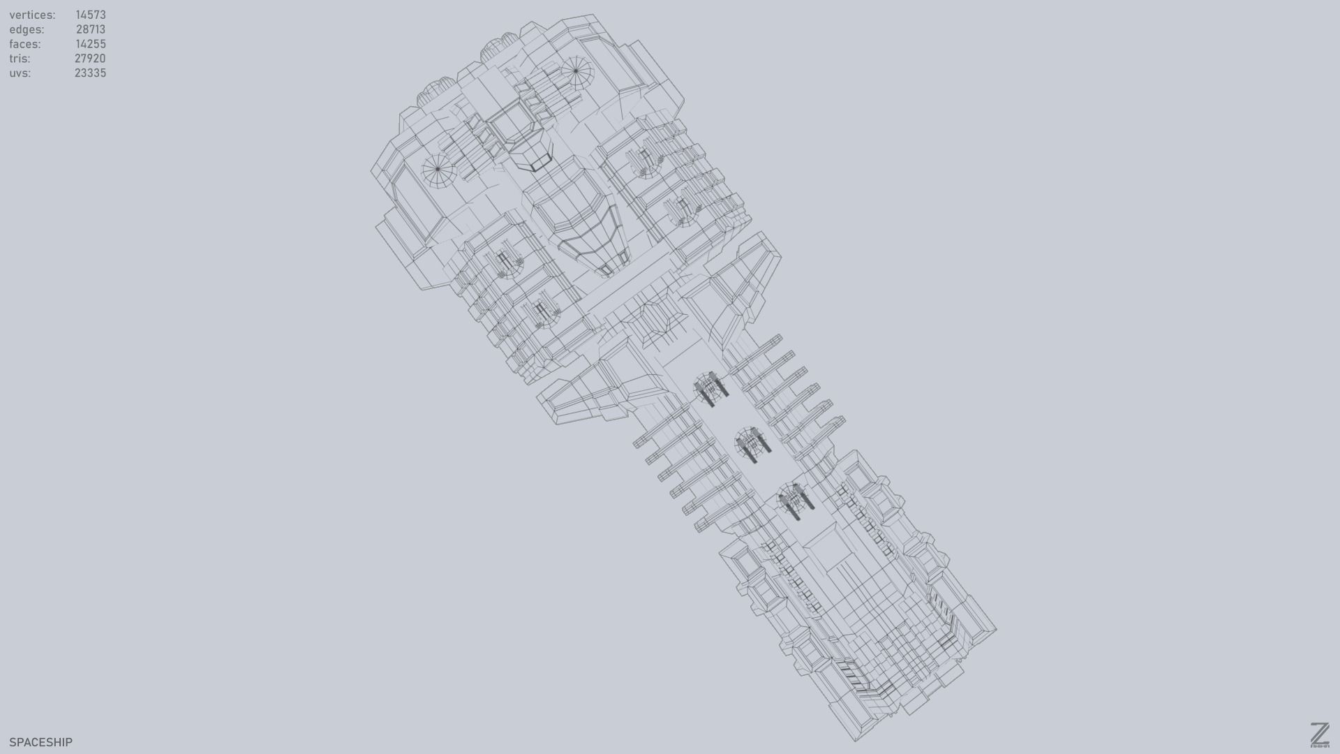 Spaceship Low-poly 3D model_14