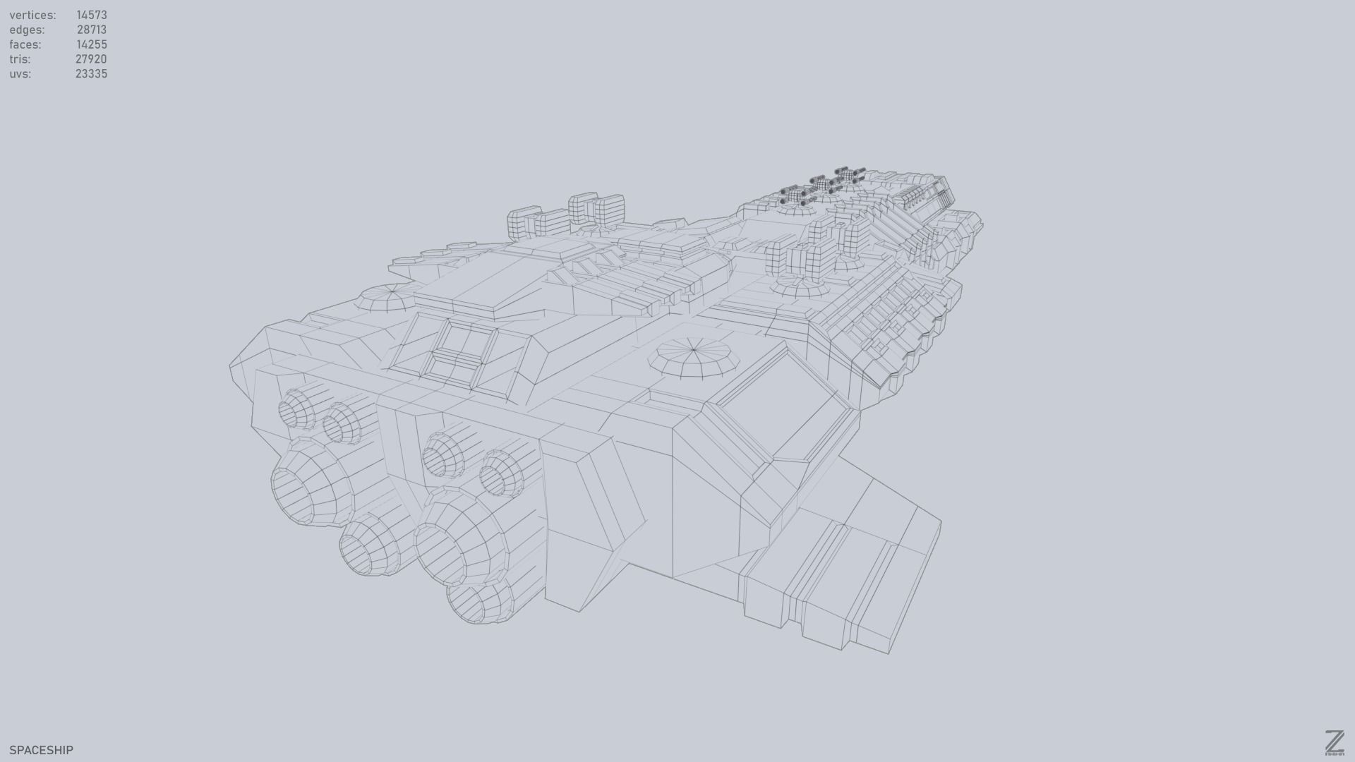 Spaceship Low-poly 3D model_13