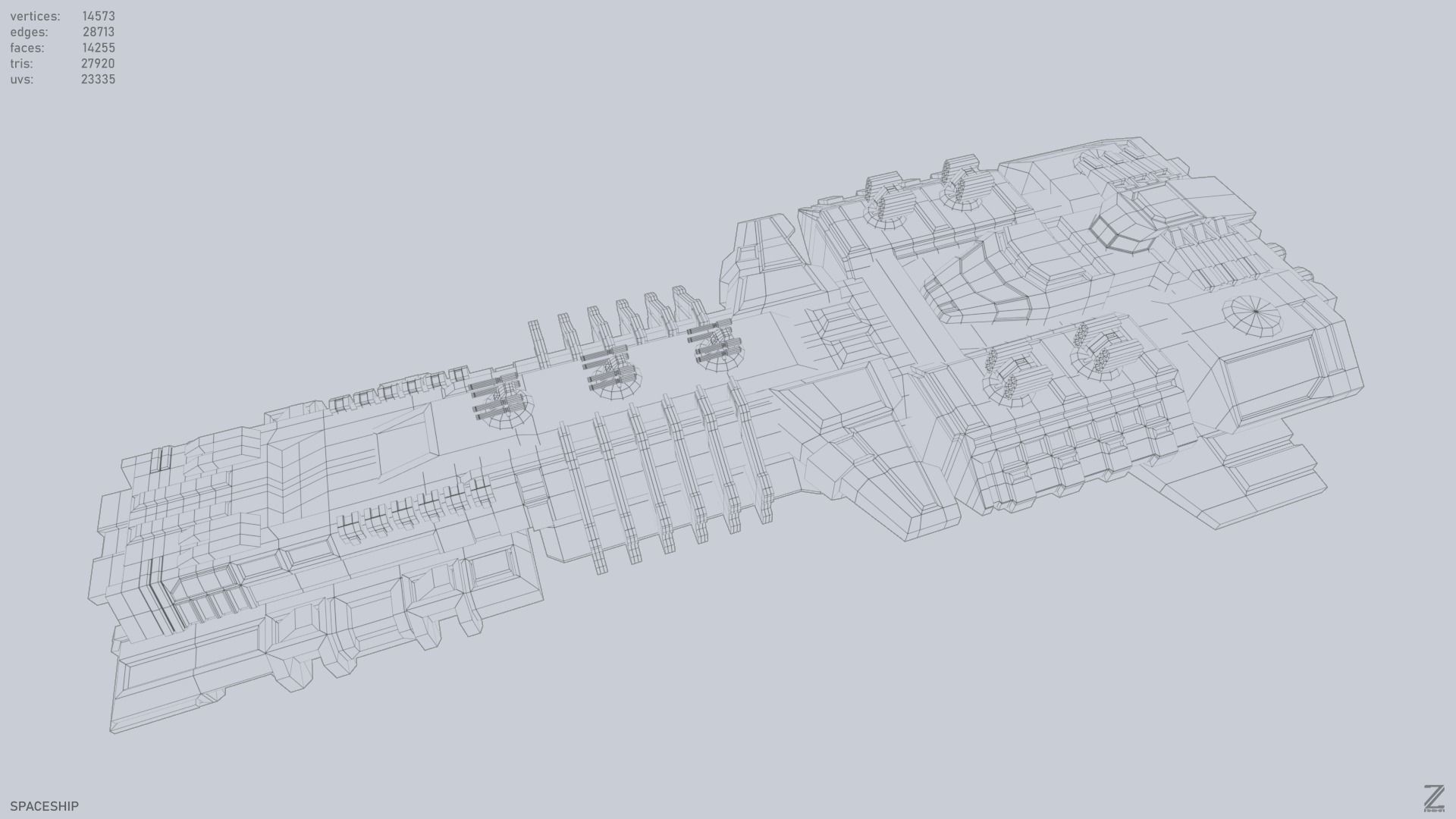 Spaceship Low-poly 3D model_11