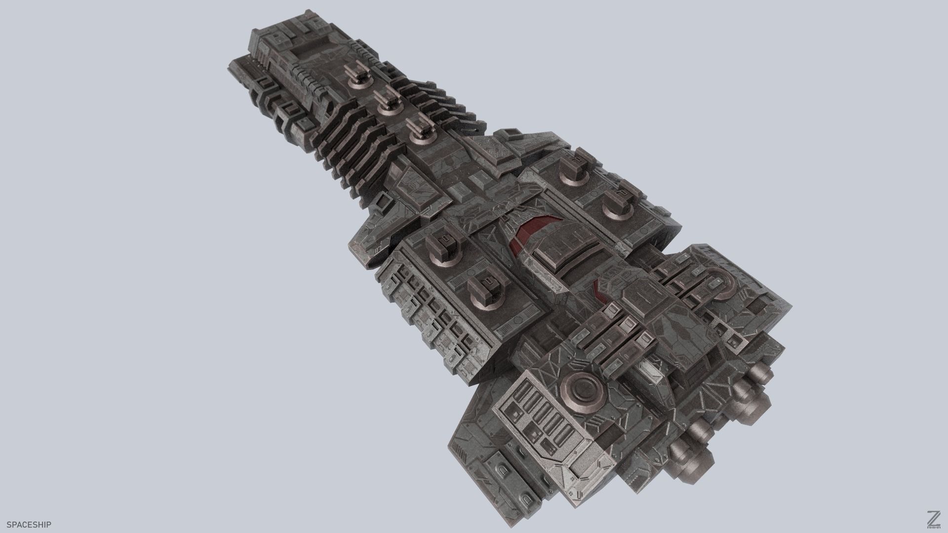 Spaceship Low-poly 3D model_4