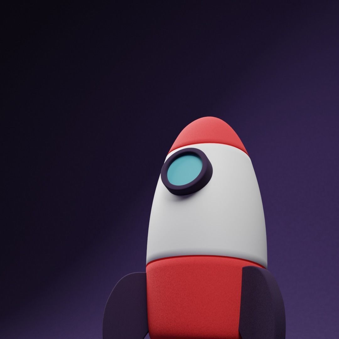 Cartoon Rocket Low-poly 3D model_3