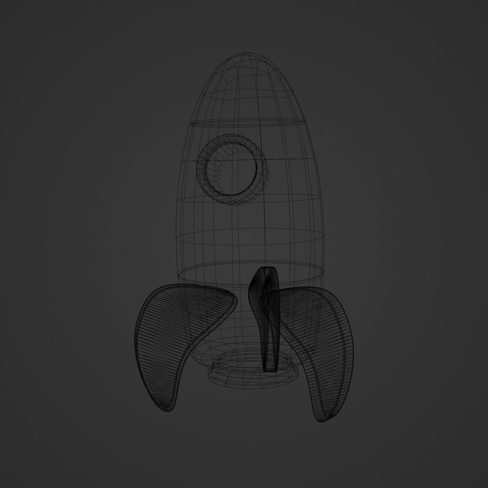 Cartoon Rocket Low-poly 3D model_5