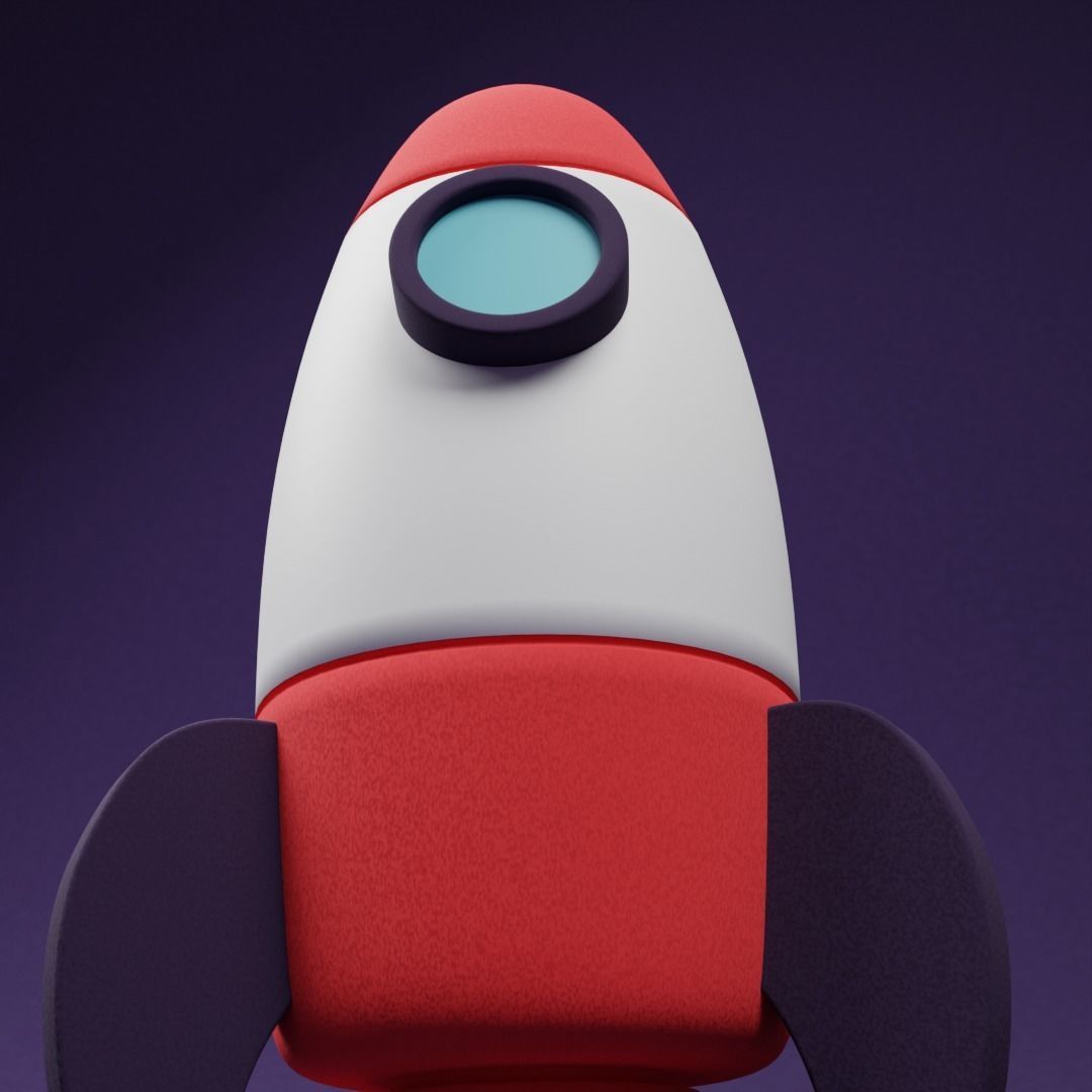 Cartoon Rocket Low-poly 3D model_4