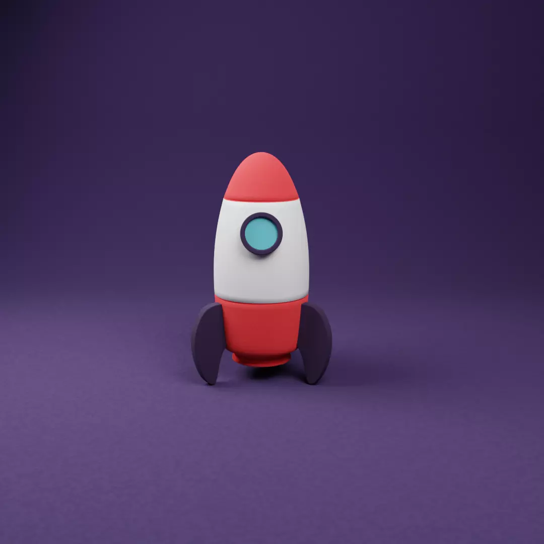 Cartoon Rocket Low-poly 3D model_0