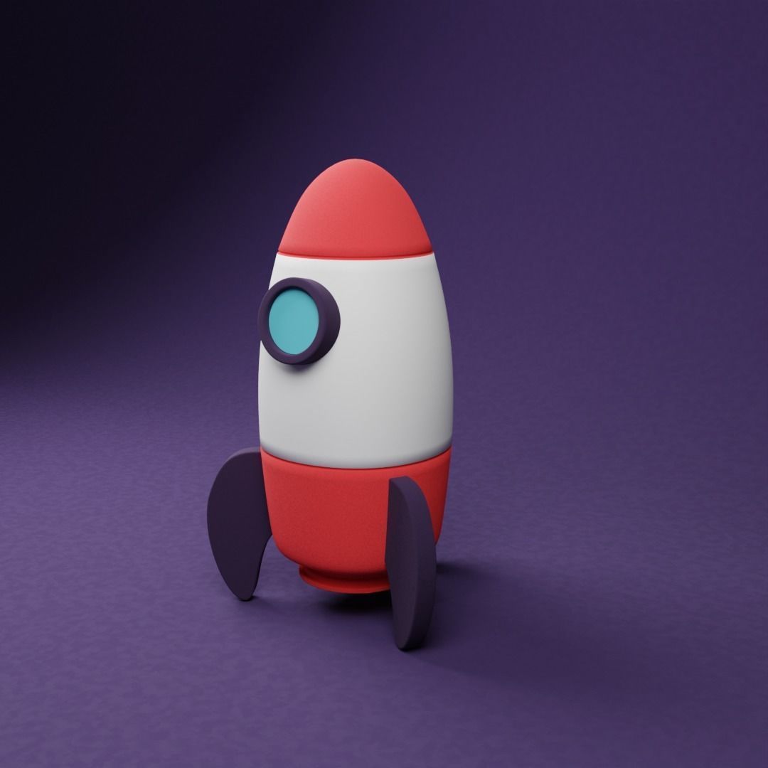 Cartoon Rocket Low-poly 3D model_2