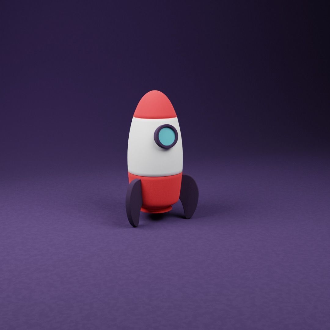 Cartoon Rocket Low-poly 3D model_1