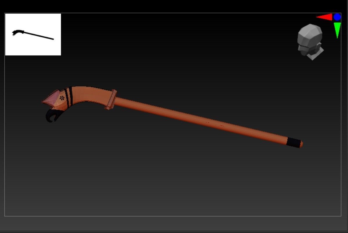 DTS-Model3A-HairPinA sword with wooden handle Low-poly 3D model_6