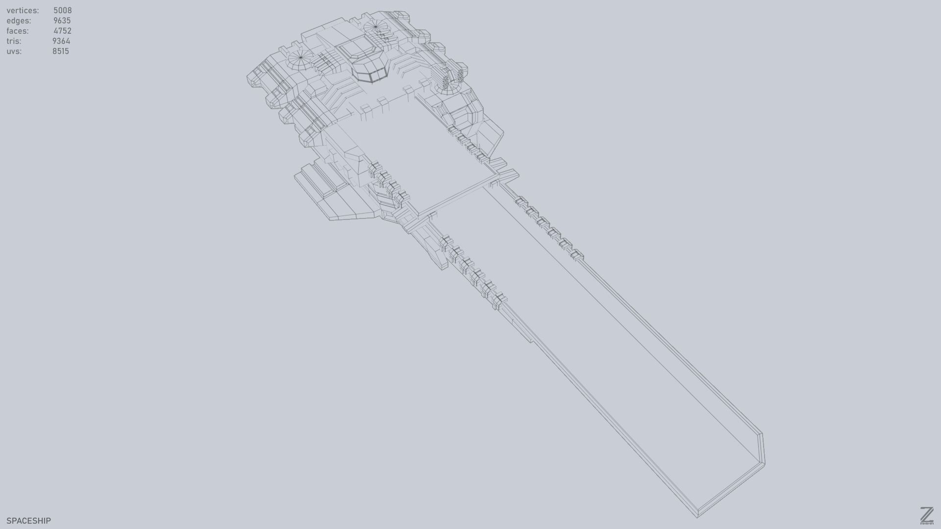 Spaceship Low-poly 3D model_13