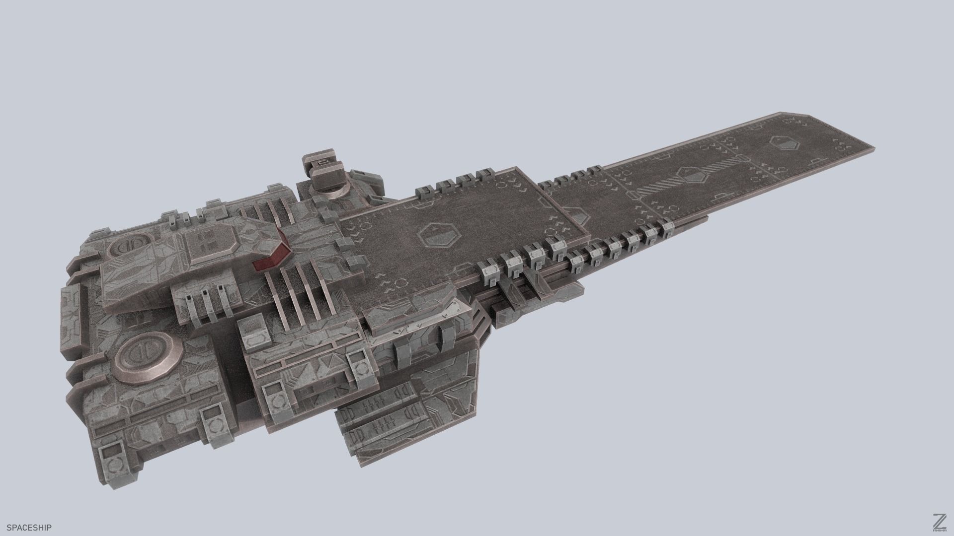 Spaceship Low-poly 3D model_4