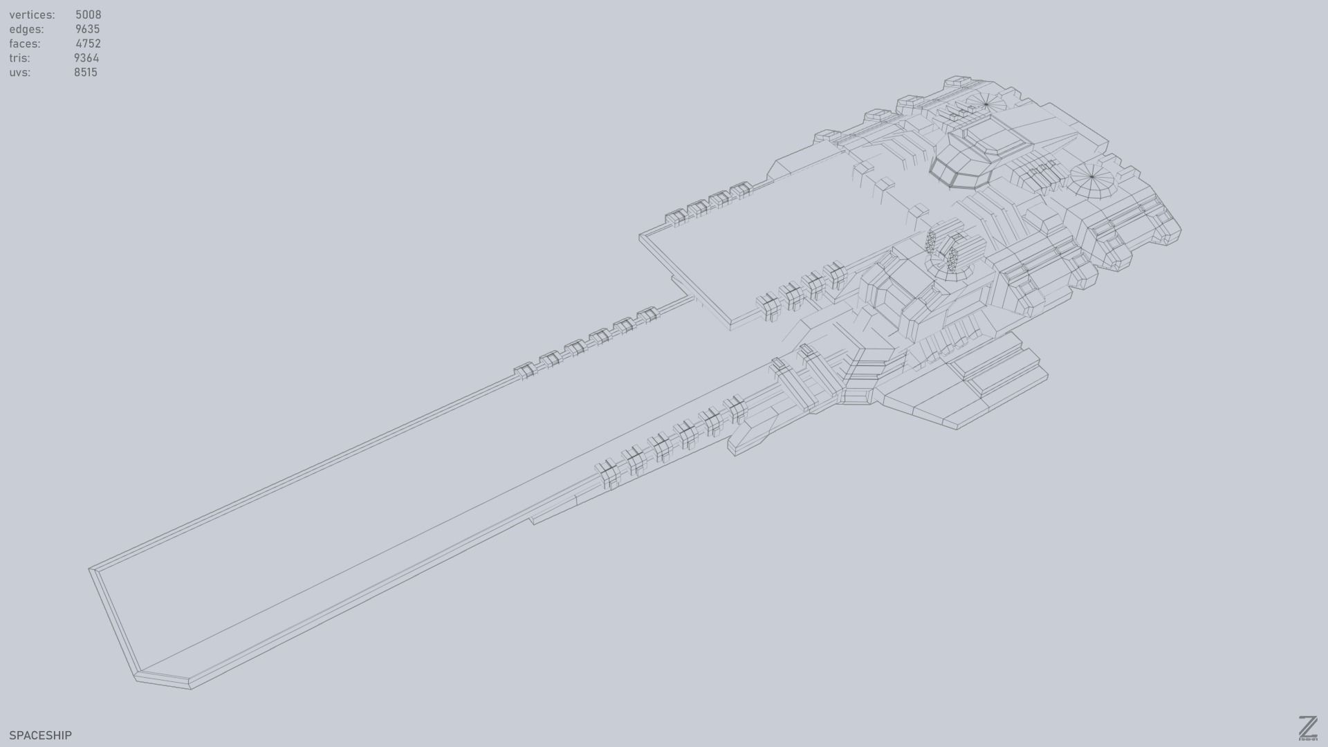 Spaceship Low-poly 3D model_8