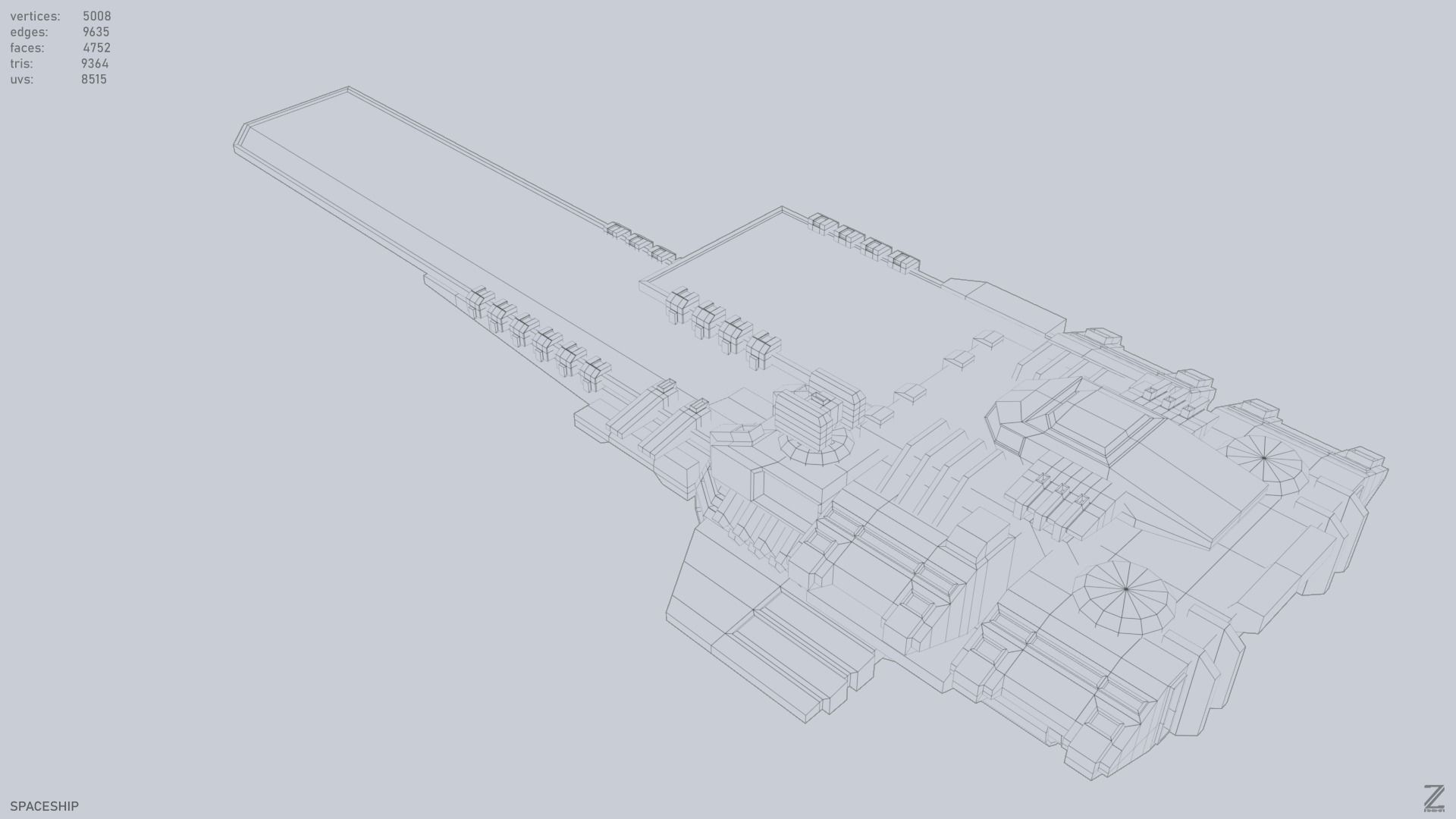 Spaceship Low-poly 3D model_10