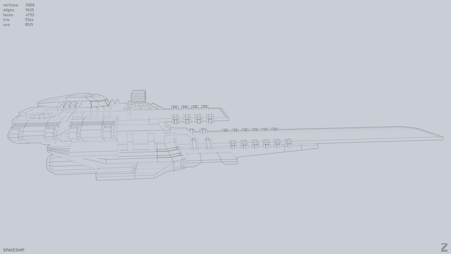 Spaceship Low-poly 3D model_12