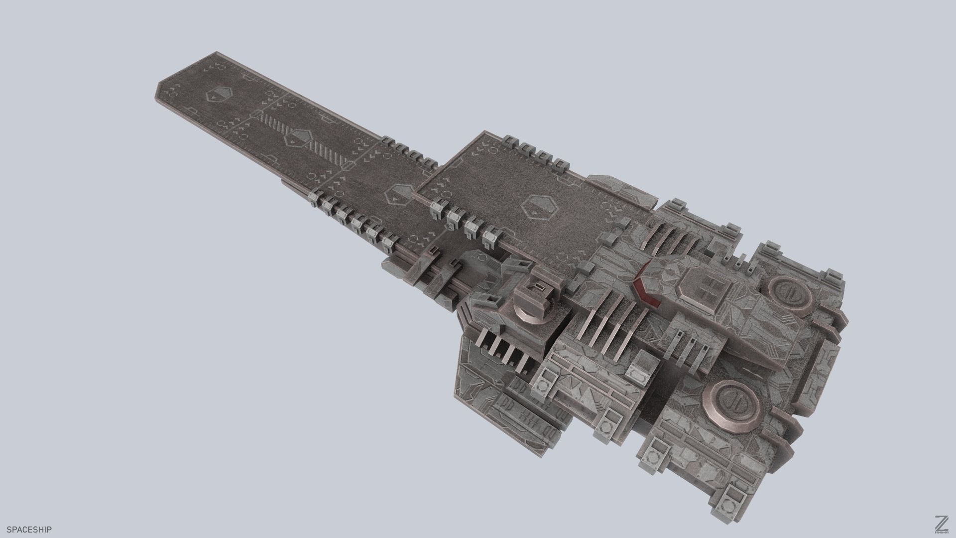 Spaceship Low-poly 3D model_1