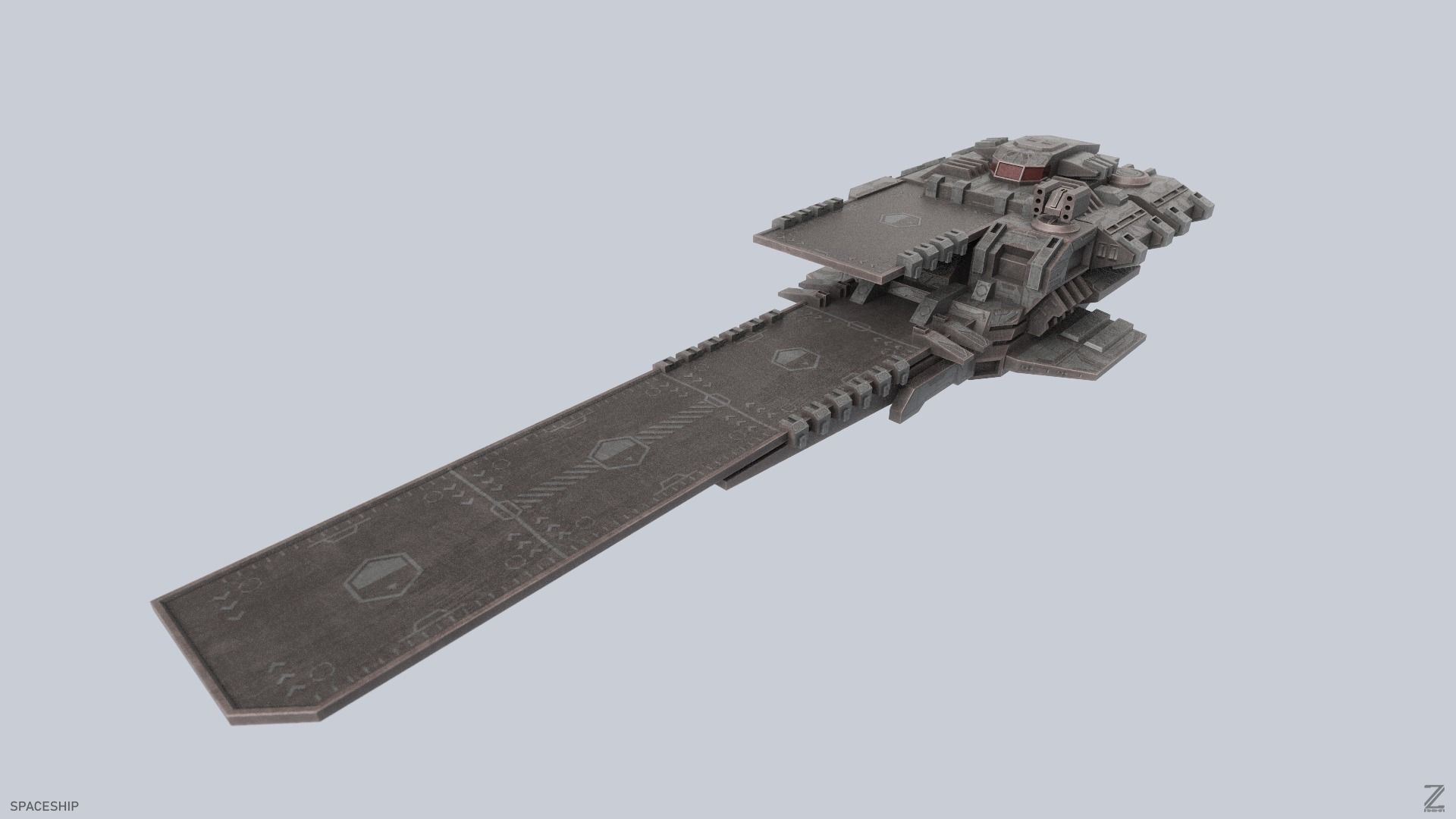 Spaceship Low-poly 3D model_7