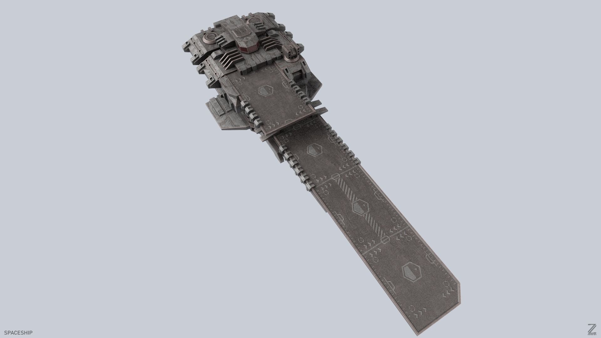 Spaceship Low-poly 3D model_6