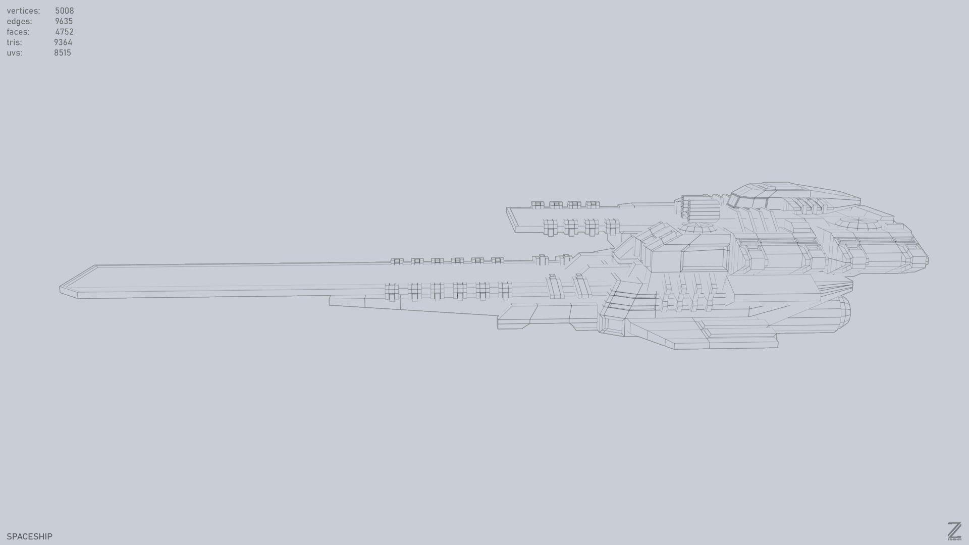 Spaceship Low-poly 3D model_9