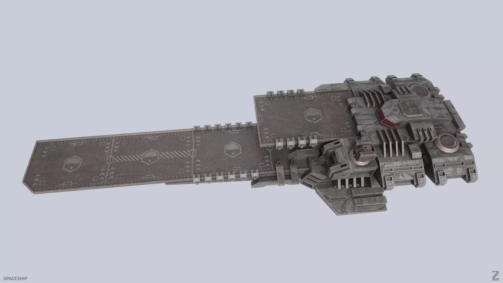 Spaceship Low-poly 3D model_0